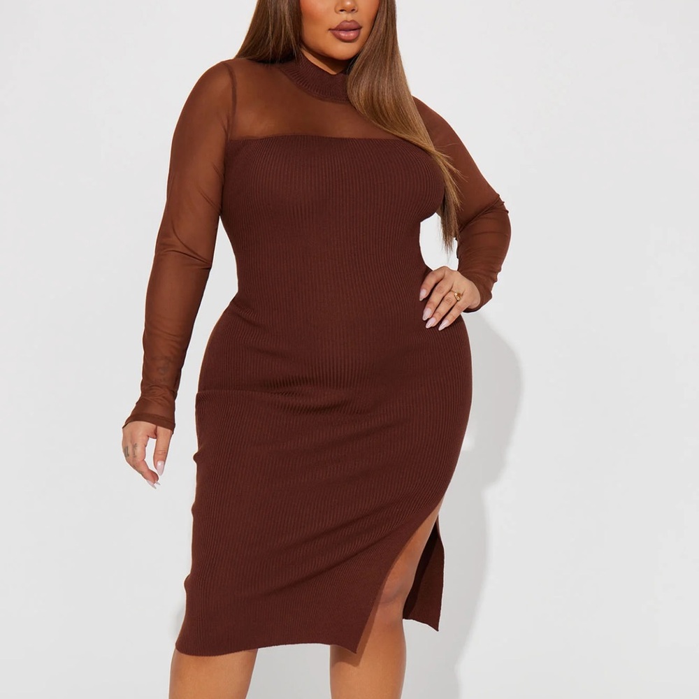 Mock Neck Midi Dress